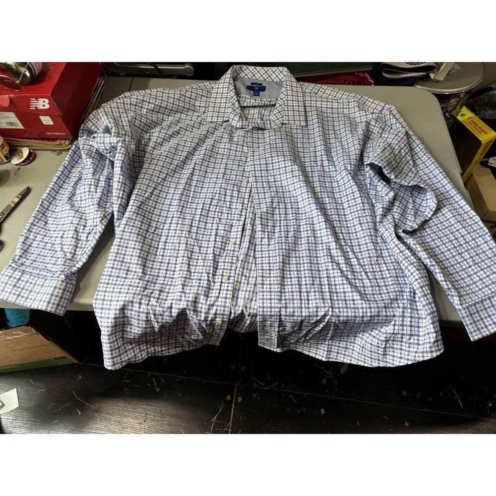 Men's EGARA Blue Check Dress Shirt Size 6XL